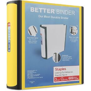 Staples 895623 Better 3-Inch D 3-Ring View Binder Yellow (20245)