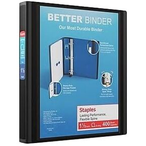 Staples 1 1/2-inch 3-Ring Better Binder, Black, 3/Pack (ST55854-CCVS)