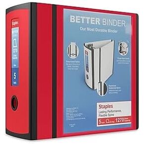 Staples 5-inch 3-Ring Better Binder, Red, 2/Pack (ST55818-CCVS)