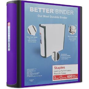 Staples 895621 Better 3-Inch Slant D 3-Ring View Binder Purple (20246)