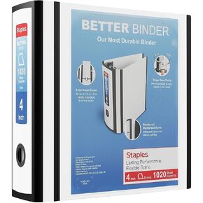 Staples 1618005 Better 4-Inch 3 Ring View Binder White