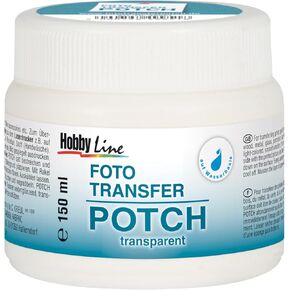 49951 - Photo Transfer Potch Photo Transfer Medium 150 ml Satin and Transparent Gloss After Drying For Transfer Prints, Cutouts and Photos