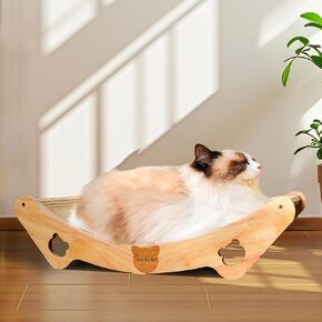 Cat Scratcher Cat Hammock Bed for Indoor Small Medium Large Cats Sisal Cat Scratch Pad Lounge Cat Scratching Post Board Wooden Cat Perch Furniture