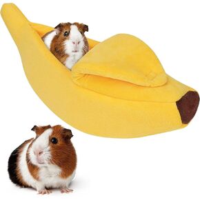 Bed Cave Hideout & Cozy Banana Bed for Hedgehog, Rat, Chinchilla, Guinea Pigs, Ferret, Snake - Yellow