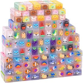 100 Pcs Cute Eraser for Pencils Cute Animal Eraser Kawaii Desk Pets Erasers for Kids Fun Food Erasers Back to School Supplies Kid Party Favors Gift