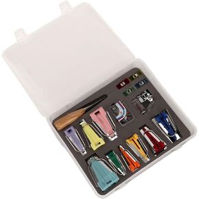 Bias Tape Maker Kit with Foot & 9 Makers for DIY Sewing Projects - Quilt Awl & Hine Included - Bias Tape Maker Set for Easy Binding