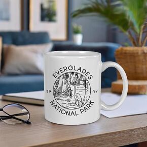 Everglades National Park Ceramic Mug - 11oz & 15oz, Black & White - Microwave & Dishwasher Safe - Wetland Wilderness Gift (11 oz white)