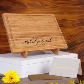 Personalized Cutting Board - Custom Engraved Wood Charcuterie Board Perfect for Wedding Gift, Mother's Day & Anniversary, With Gift Box & Stands - Large (16'' x 11'' x 1'')
