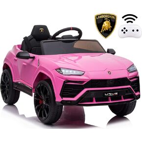 Licensed Lamborghini Urus Ride On Truck Car Toy, 12V Battery Powered Electric 4 Wheels Kids Toys w/Parent Remote Control, Foot Pedal, Music, Aux, LED Headlights, 2 Speeds (Pink)