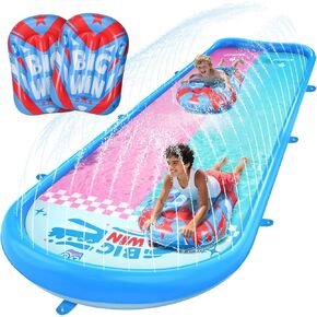 2-in-1 Slip and Slide,16.6 FT Splash Pad Water Slide for Kids Ages 3+ Lawn Water Splash with 2 Bodyboards Built in Sprinkler Pool for Backyard Summer Water Fun Toy