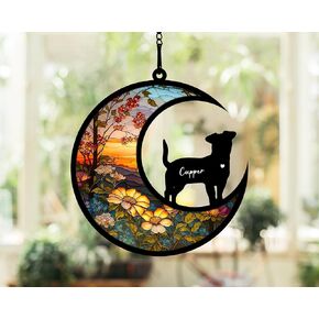 Custom Dog Memorial Suncatcher, Personalized with Name, Dog Breeds Suncatcher, Custom Pet Loss Suncatcher, Gifts for Dog Lovers, Loss of Pet Sympathy Gift, in Loving Memory for Loss Dog