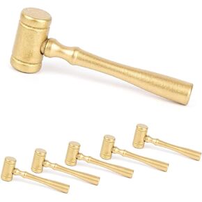 Framendino, 6 Pack Gold Mini Wooden Judge Gavel Prop Lawyer Auction Sale Costume Accessory