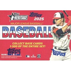 2025 Topps Heritage Baseball EXCLUSIVE HUGE Factory Sealed Blaster Box with 64 Cards Including 2 High #’d SP, 2 DG Bordered Parallels,2 Chrome Sparkle Parallels&2 Base Chrome or Refractor Parallels!