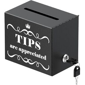 Uniclife Metal Tip Jar for Bartenders, 6" x 4" x 5", Tips Jar Tip Box with Lock, Tip Bucket Money Storage Container Cash Collection Boxes for Bars Restaurants Cafes, Donation Box Suggestion Boxes