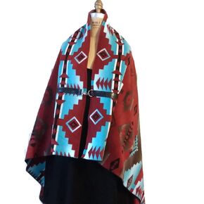 Native American Style Blanket Poncho Navajo Print
