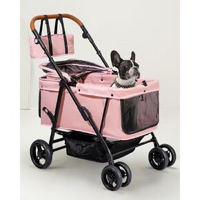 Dog Stroller for Large & Medium Dogs (20–132 lbs), Pet Stroller for 2 Small Dogs, Extra Large Heavy Duty, Foldable & Ventilated, Pink or Navy