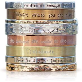 Personalized Cuff Bracelet for Men in Silver, Bronze, Nickel, Gold, or Copper, Bangle Bracelet, Hand Stamped, Custom Cuff Bracelet, Coordinate Bracelet, GPS Bracelet - Custom Gifts in Saudi Arabia