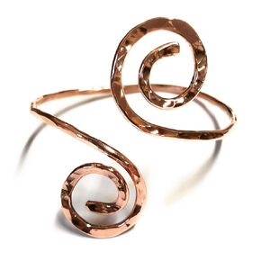 Copper Hammered Swirls Shiny Copper Cuff Bracelet by BANDANA GIRL