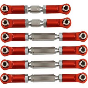 RC Adjustable Tie Rods & Turnbuckles Set, 6PCS Aluminum Toe Links Upgrade for Arrma 1/10 3S Big Rock V3, Typhon, Granite, Senton, Vorteks 550, Replaces AR330446 (Red)