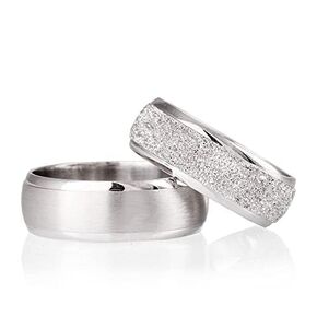 8mm Wedding Band Set Couple Matching Wedding Ring Set Personalized 925 Sterling Silver Wedding Ring Set