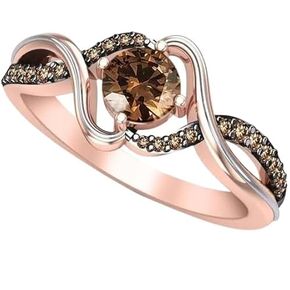 Deepika Jewels Lab-Created Brown Diamond CZ Ring for Women, 1.00 Ct, 14k Rose Gold Finish, Sterling Silver 925 (9)