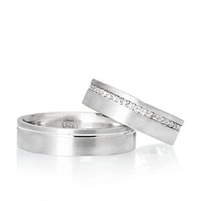 Silver Wedding Ring Sets 925 Sterling Silver Couple Matching Wedding Ring Set Personalized Man and woman Silver Wedding Ring Set