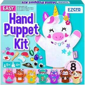 Unicorn Hand Puppet Making Kit for Kids Age 5-8 - DIY Puppet Making Craft Kit - Creative Arts & Crafts Set, Educational Gift - 8 Projects, Extra Stickers for Decoration