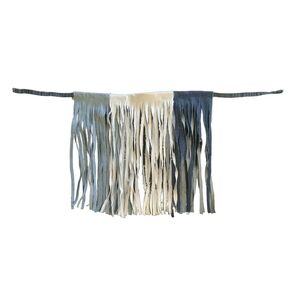 3 Shades Denim Fringe Full Bib Necklace Extra Long Upcycled Light Medium White Denim Statement Runway Jewlery for Women Girls