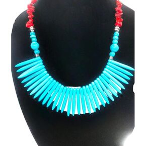 Zuni Desert Blossom Handcrafted Turquoise And Silver Floral Statement Necklace in Saudi Arabia
