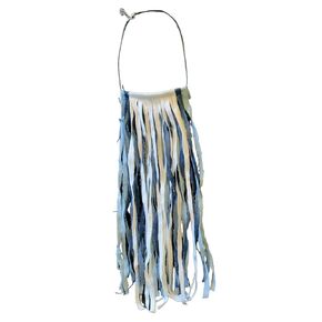 Denim Fringe Necklace Upcycled 3 Shades Light Medium White Denim Extra Long Waist Length Statement Runway Jewlery for Women Girls