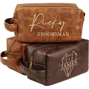 Groomsmen Gifts, Personalized Men Toiletry Bag, Leather Travel Bag for Him, Shaving Kit, Custom Grooming Kit for Boyfriend, Husband Birthday Anniversary Wedding Gifts