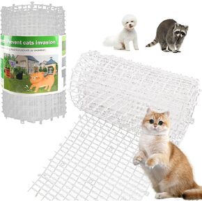 Pet Repellent Mat, White, 6.5 feet with 8 Ground Stakes 8 Zip Tie, Cat Repellent Mat with Gentle Spikes for Garden/Backyard, Dog and Raccoon Deterrent Mat, 78.74 inches x 11 inches.