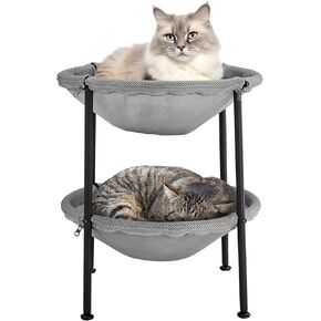 Double Cat Hammock Bed，Elevated and Raised Cat Beds for Indoor and Large Cats