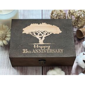 Coral Anniversary - 35 Years of Unity, Happy 35th Anniversary Personalized Wooden Box