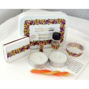 Travel Shabbat Kit - Rainbow Pansies