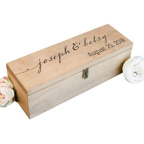 Personalized Engraved Wine Box - First Names and Vintage, Custom Text