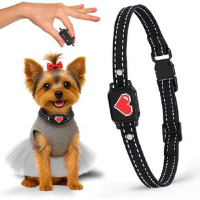 Bark Collar for Small Dogs 5-15 lbs with Magnetic Charging – No Shock, 3 Beep & Vibration Modes, 5 Sensitivity Levels – Humane Stop Anti-Barking Device – Dog Training Bark Collar (Black/Red Heart)
