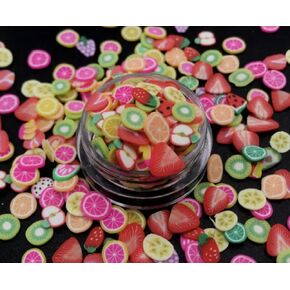3D Polymer Slices Polymer Fruits Cake Colorful Resin Slime Kit Charm for Art Nail Supplies Crafting Project Decoration DIY Cellphone Accessories (Fruits)