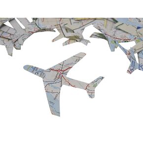 Map Airplane Confetti Party Decor, Travel Theme Bridal Shower Table Top Decorations, 50 Count Roadmap Plane Die Cutout Shapes 3x2 Inch