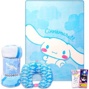 SANRIO Hello Kitty Travel Blanket and Pillow Set for Girls Bundle with Cinnamoroll Blanket, Pillow, Tattoos, More | Hello Kitty Travel Accessories for Kids, Children