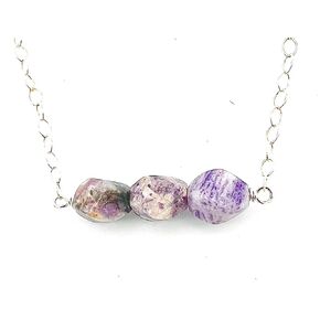 Charoite Necklace, Purple Necklace, Gemstone Necklace, Lavender Necklace, Bar Necklace, Charoite Jewelry, Purple Stone Necklace, For Her