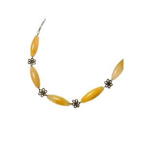 Natural Yellow Aventurine Necklace, Genuine Gemstones & Bronze Flower Chain