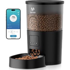 Automatic Cat Feeder, 5G WiFi Cat Food Dispenser with APP Remote Control, Pet Dry Food Smart Feeder, Programmable Timed Feeding, Dual Power Supply, 1-10 Meals Per Day