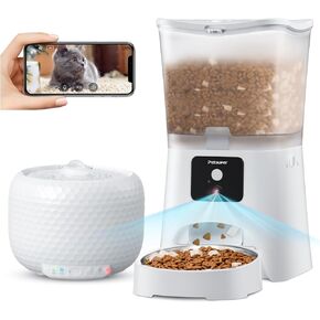 1080P HD Automatic Cat Feeder with Camera, 63oz/1.8L Automatic Cat Water Fountain with Ultra Quiet Pump