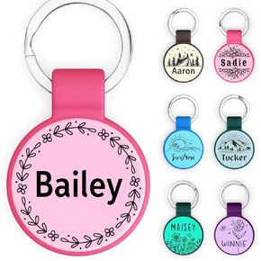Silent Silicone Dog Tags, Custom Engraved Pet ID Tags for Cats and Dogs, Personalized Small Size Cat Tags with Cute Designs (Designs, Regular)