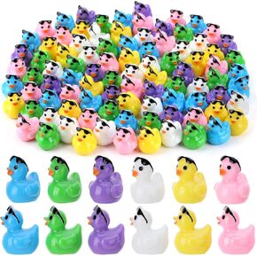96 Pcs Mini Resin Ducks with Sunglasses,Mini Duck Figurines Tiny Resin Ducks for Kids Baby Shower DIY Cake Decoration Ornaments Crafts Moss Landscape