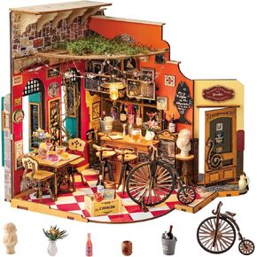 Rolife DIY Miniature House Kit for Adults, Mini Wooden Dollhouse Kit, Tiny House Diorama Building Kits-Birthday Christmas Craft Hobbies Gift for Teens Kids (Cheers Bar & Dining)