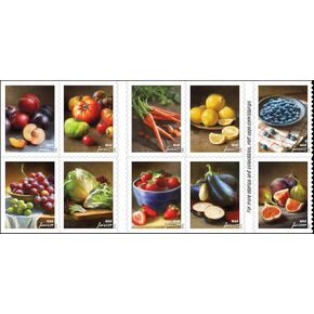 Fruit and Vegetables Postage Stamps Booklet of 20