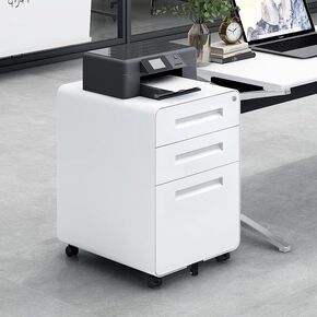 Mobile File Cabinet, White Storage Cabinet with 3 Drawer, Easy to Maintain, for Home Office