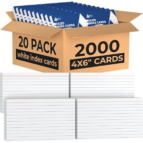 Index Cards Bulk (2400 Cards), Flash Cards, Note Cards, Flashcards, Index Cards 3x5, Notecards, Flash Cards For Studying, 100 Per Pack, (24 Pack, 3X5)